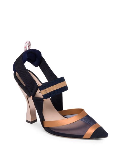 fendi mesh strap slingback pump|Fendi slingback pumps.